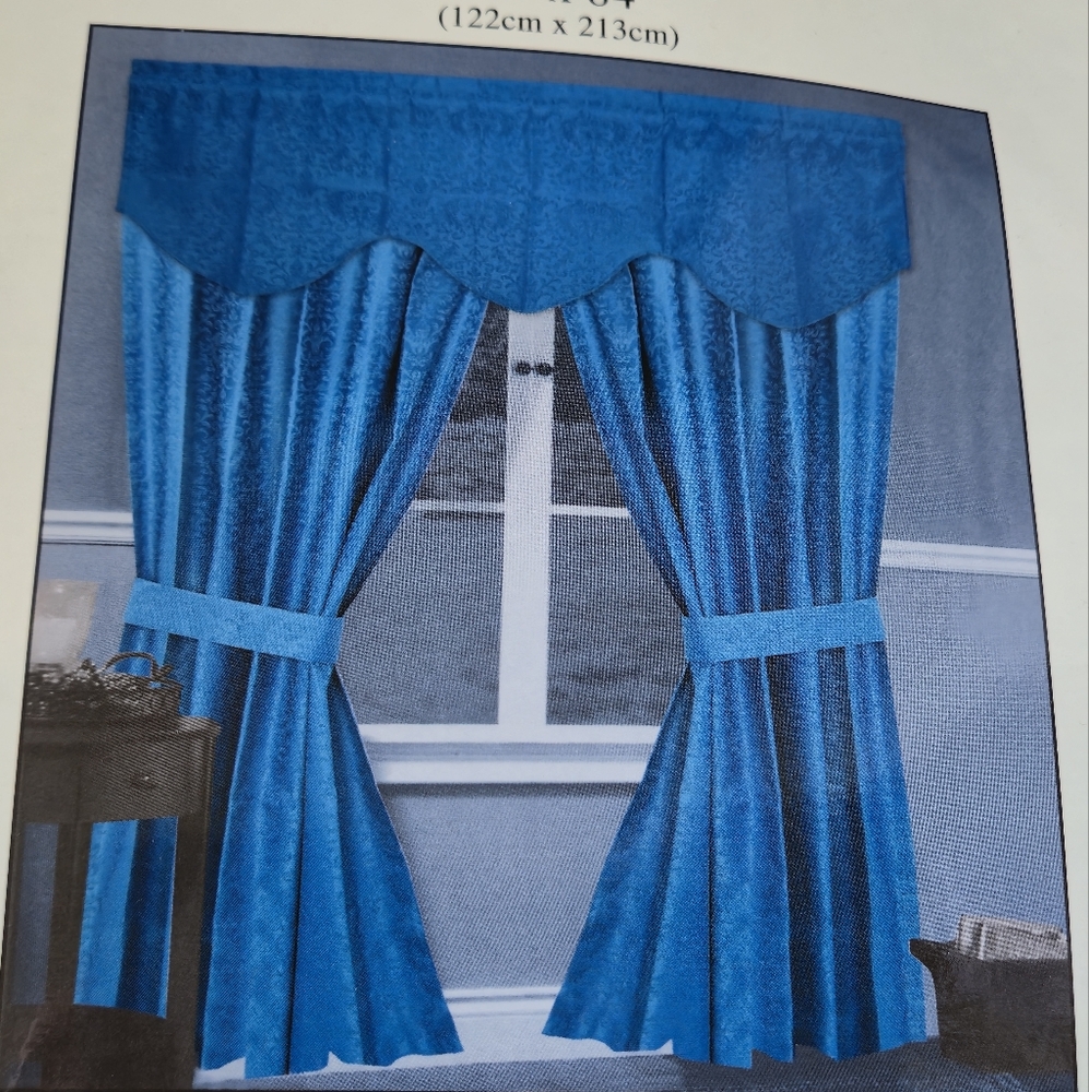 Nicole Blue Damask Curtains